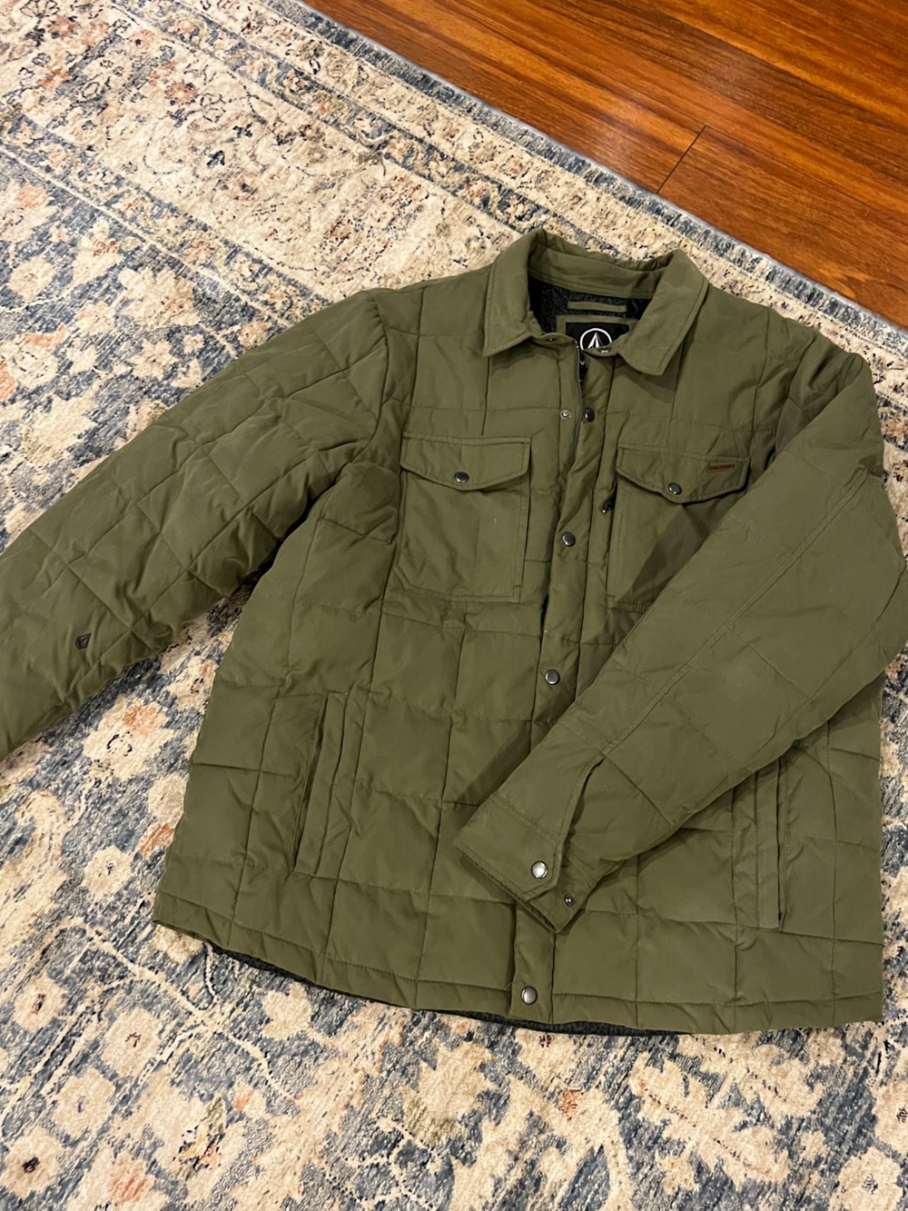 Volcom Men's Quilted Olive Green Puffer Jacket
